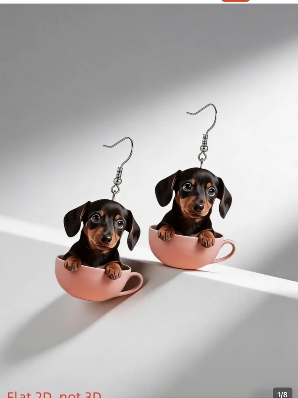 Cute Dachshund Puppy Teacup Earrings in Pink - Dog Lover Jewelry